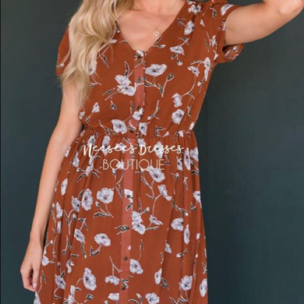 High low Rust Floral Dress